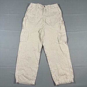 No Comment Carpenter Pants Girl XL-16 Beige Striped Cotton Stretch Cargo Classic